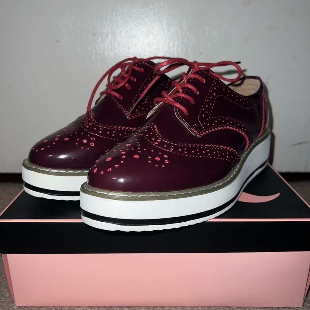 Burgundy Platform loafers/shoes